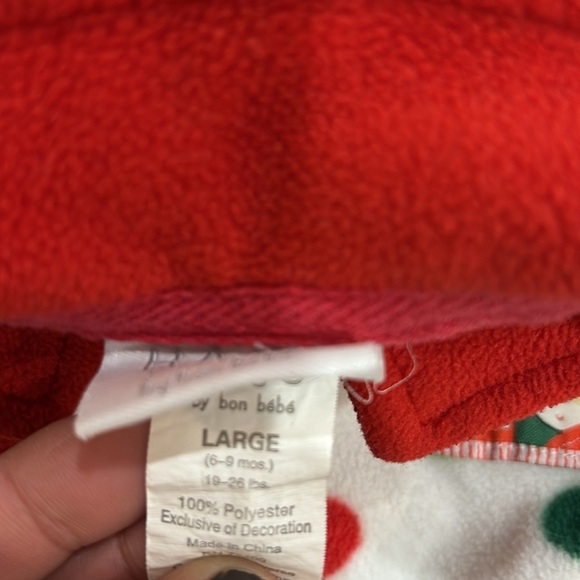 Baby’s first Christmas 6-9 months warm Christmas colored footie pajamas - Picture 3 of 3